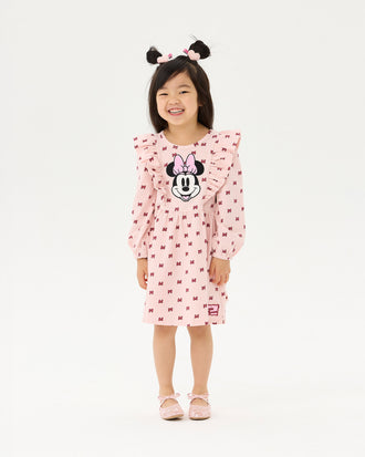 MINNIE MOUSE MINNIE BOW LONG SLEEVE JERSEY DRESS