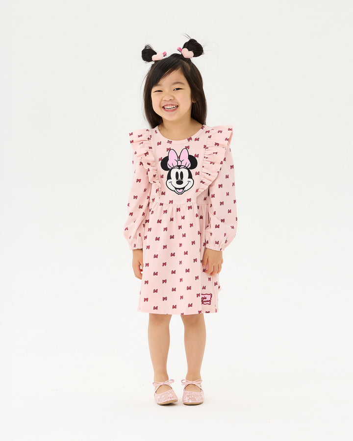 MINNIE MOUSE MINNIE BOW LONG SLEEVE JERSEY DRESS