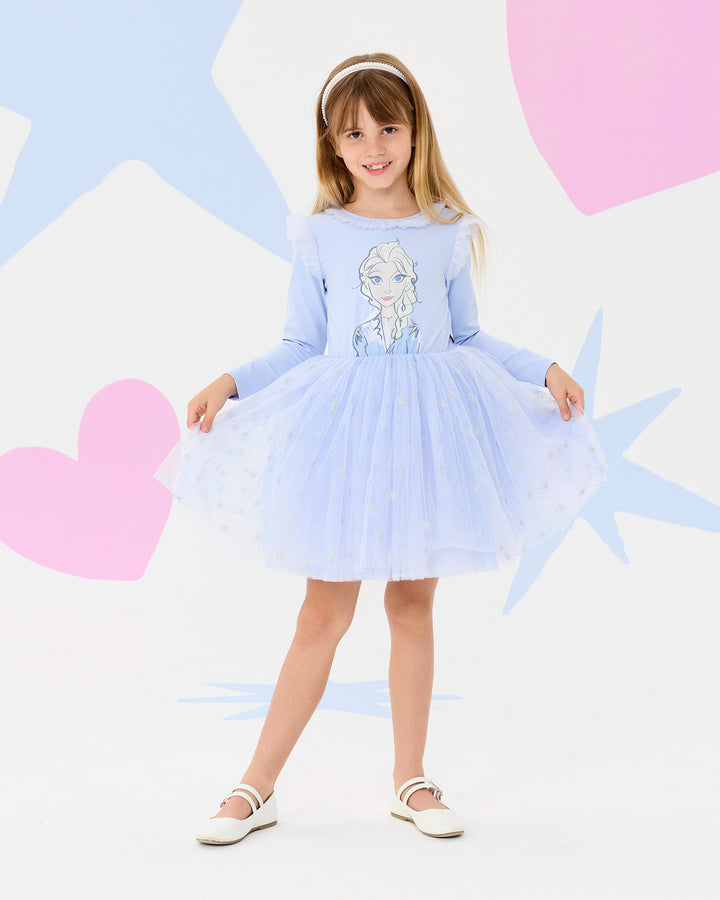 FROZEN ELSA LONG SLEEVE COLLAR DRESS