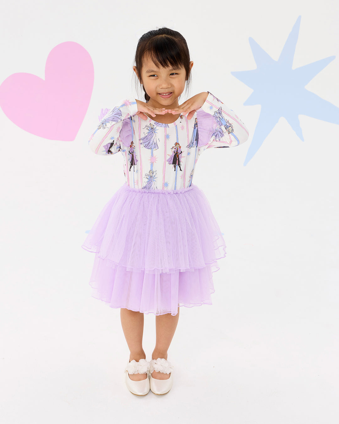 FROZEN SISTERS STRIPE LONG SLEEVE TULLE DRESS | Rock Your Baby