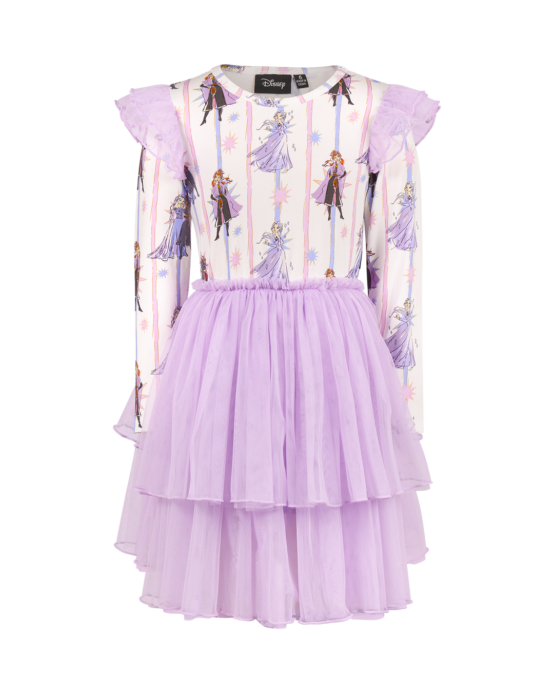 FROZEN SISTERS STRIPE LONG SLEEVE TULLE DRESS