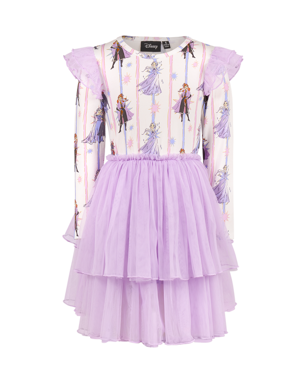FROZEN SISTERS STRIPE LONG SLEEVE TULLE DRESS
