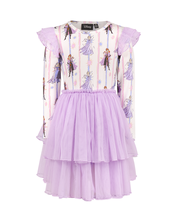 FROZEN SISTERS STRIPE LONG SLEEVE TULLE DRESS