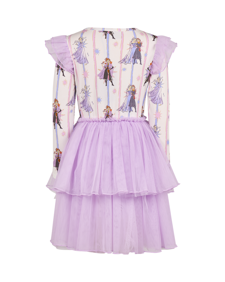 FROZEN SISTERS STRIPE LONG SLEEVE TULLE DRESS