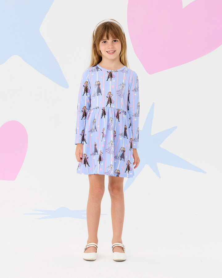 FROZEN STRIPE LONG SLEEVE JERSEY DRESS | Rock Your Baby