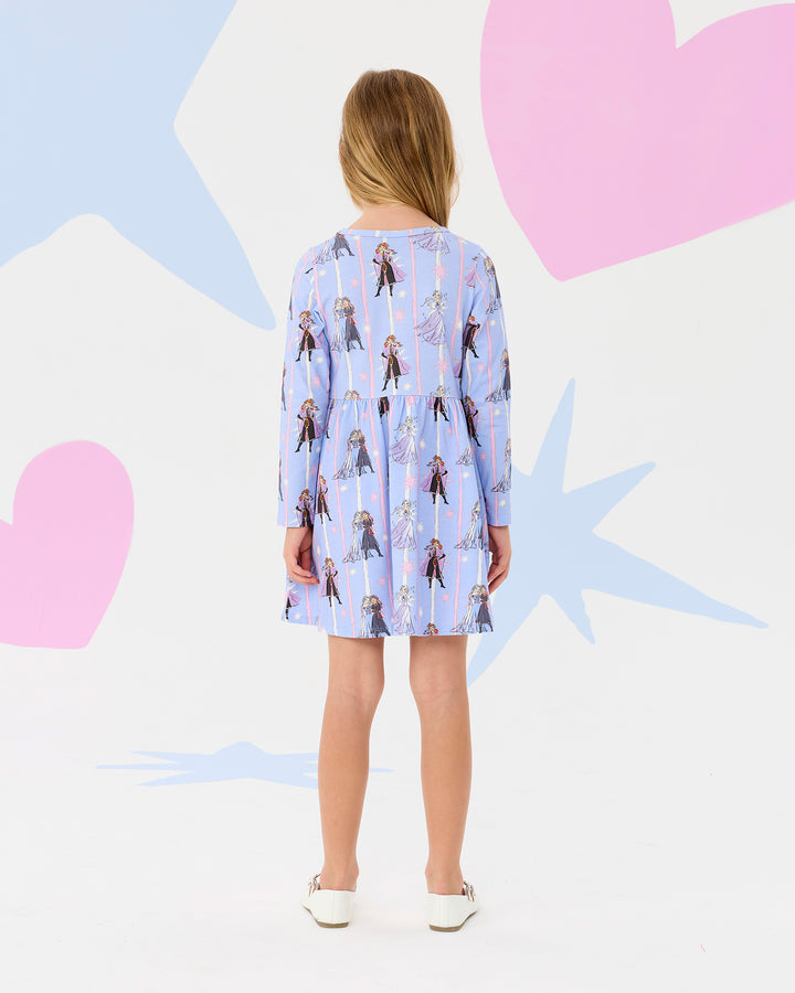 FROZEN STRIPE LONG SLEEVE JERSEY DRESS