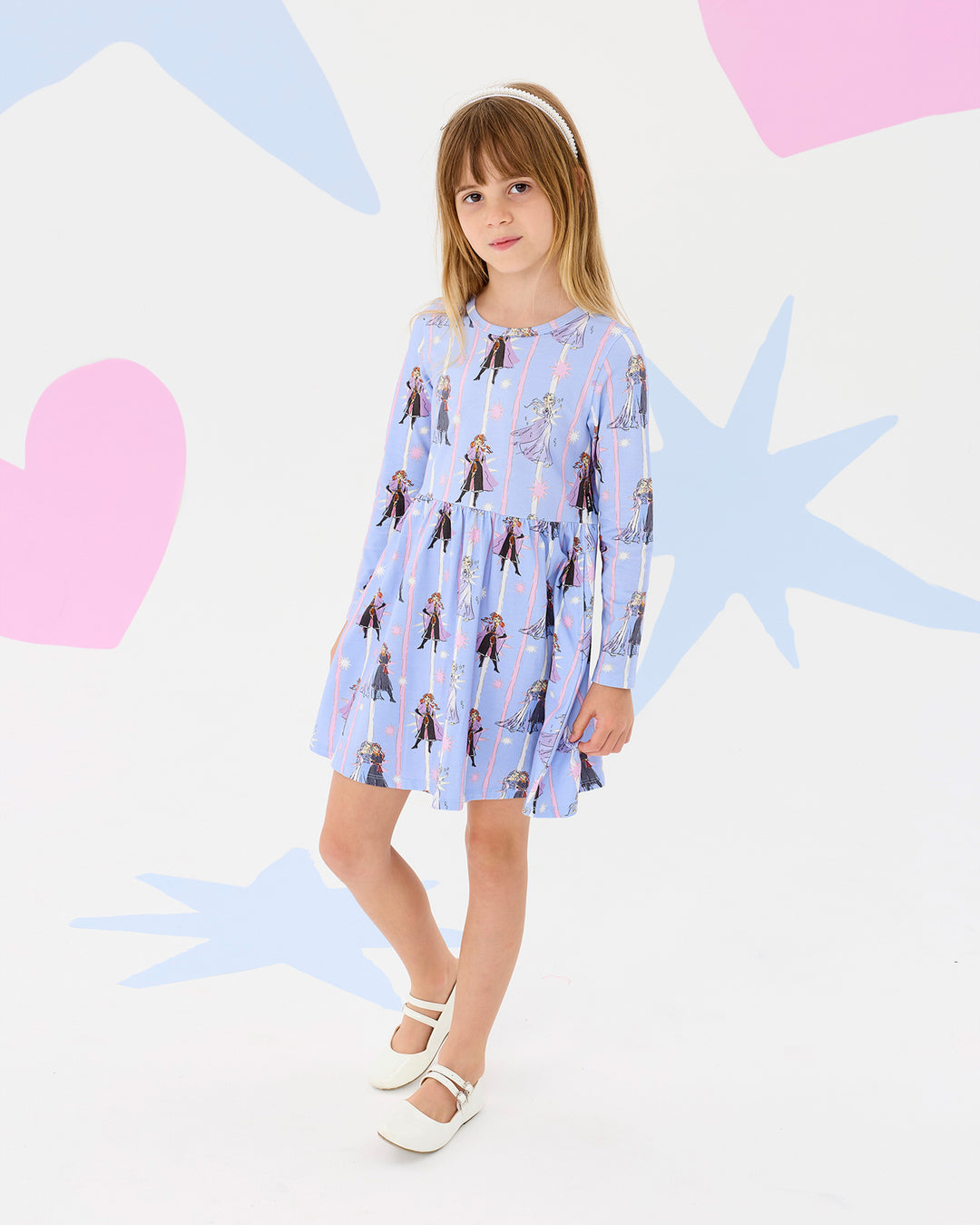 FROZEN STRIPE LONG SLEEVE JERSEY DRESS