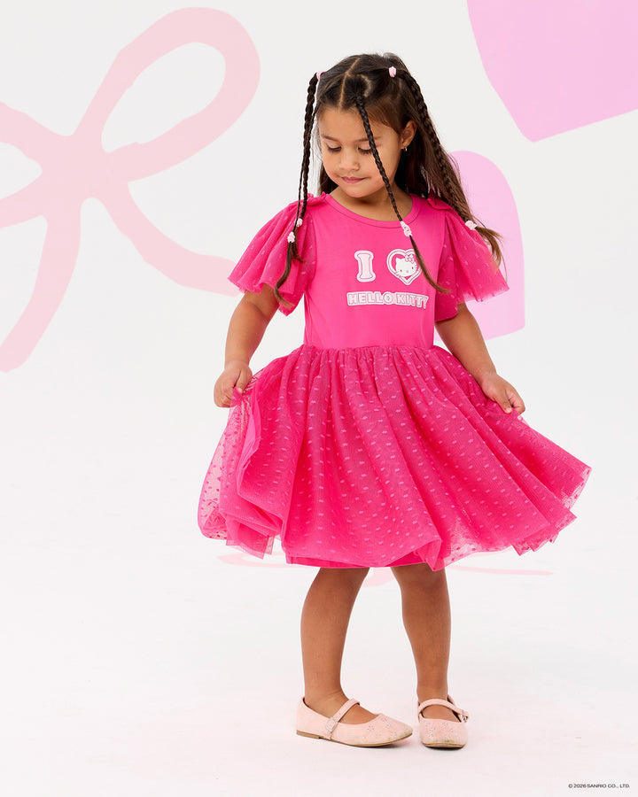 HELLO KITTY I HEART SHORT SLEEVE DOT DRESS