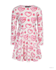 HELLO KITTY STICKERS LONG SLEEVE FLARE DRESS