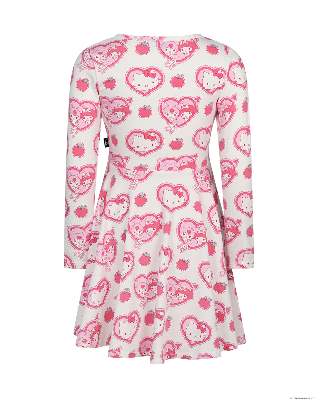 HELLO KITTY STICKERS LONG SLEEVE FLARE DRESS