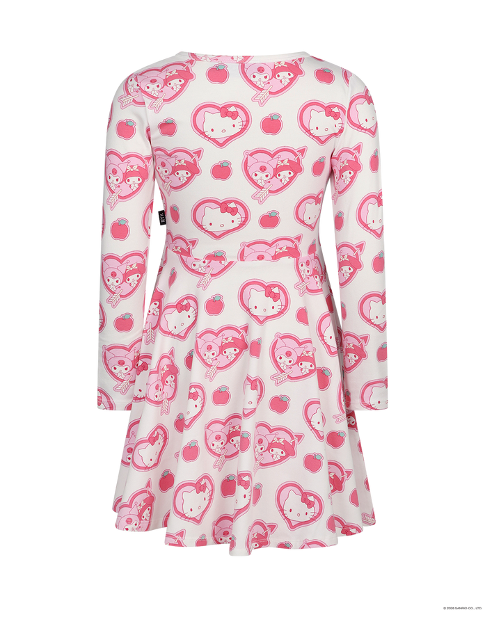 HELLO KITTY STICKERS LONG SLEEVE FLARE DRESS