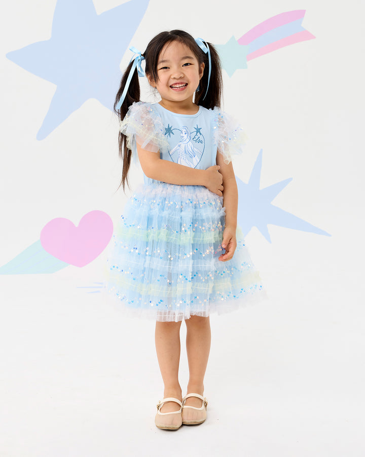 FROZEN ICY DELIGHT FRILL SEQUIN DRESS
