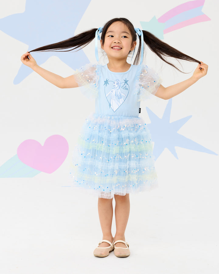 FROZEN ICY DELIGHT FRILL SEQUIN DRESS
