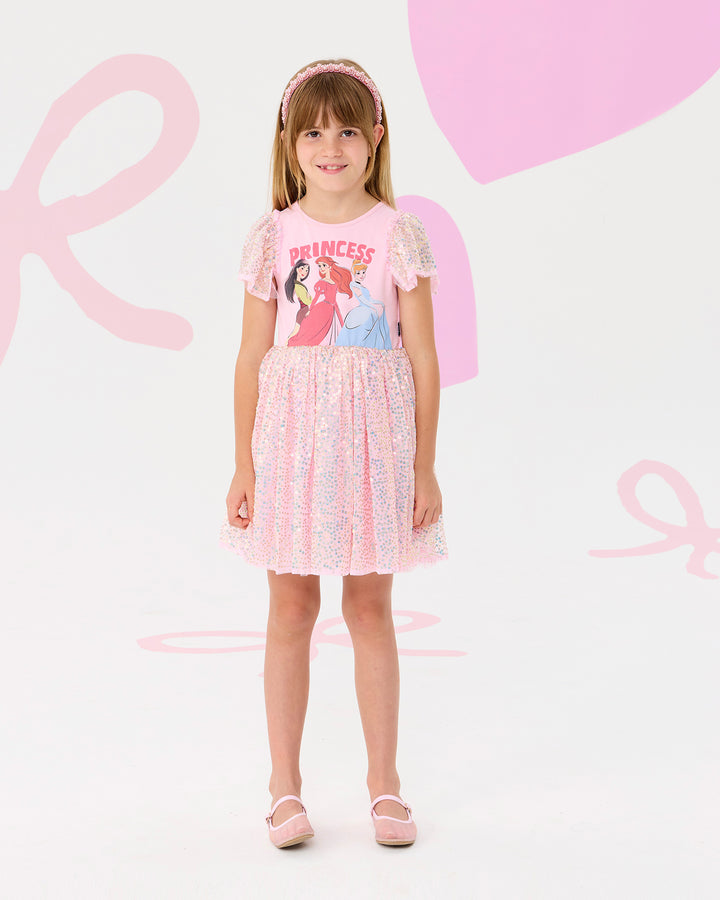 DISNEY PRINCESS FLUTTER SEQUIN DRESS