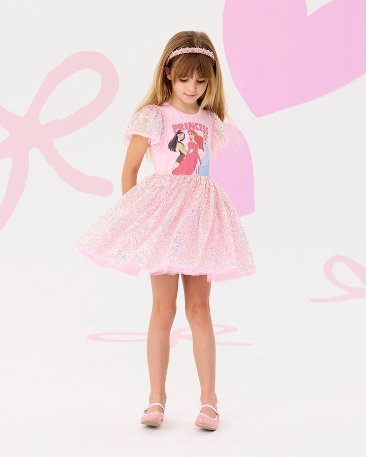 DISNEY PRINCESS FLUTTER SEQUIN DRESS