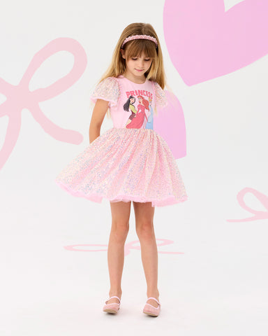 DISNEY PRINCESS FLUTTER SEQUIN DRESS