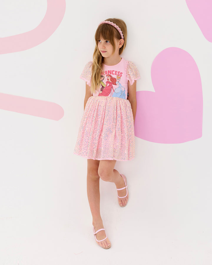 DISNEY PRINCESS FLUTTER SEQUIN DRESS