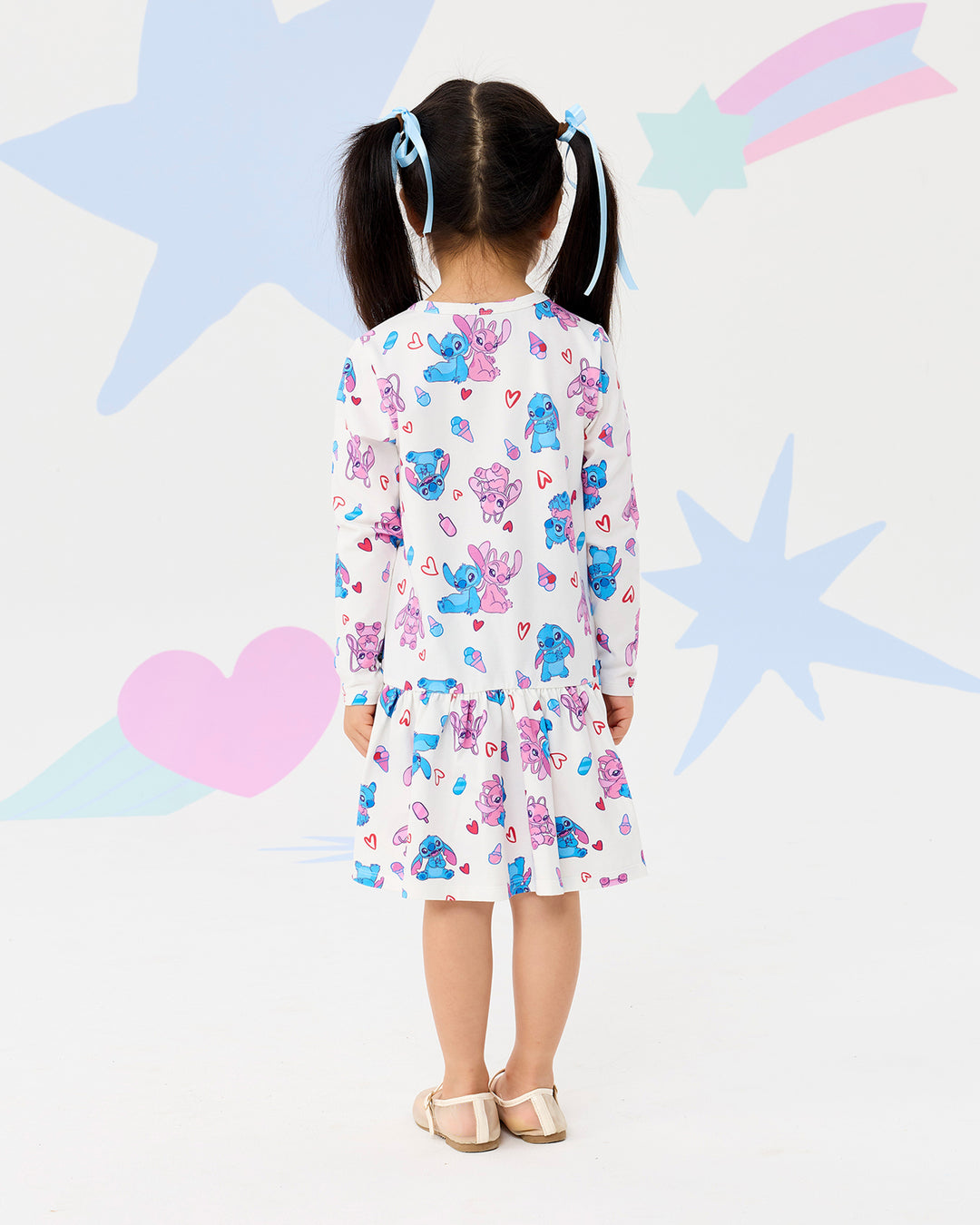 DISNEY STITCH &amp; ANGEL LONG SLEEVE JERSEY DRESS