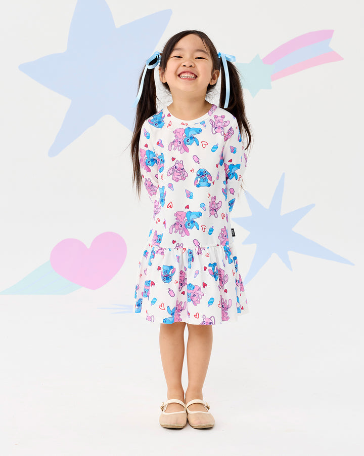 DISNEY STITCH &amp; ANGEL LONG SLEEVE JERSEY DRESS