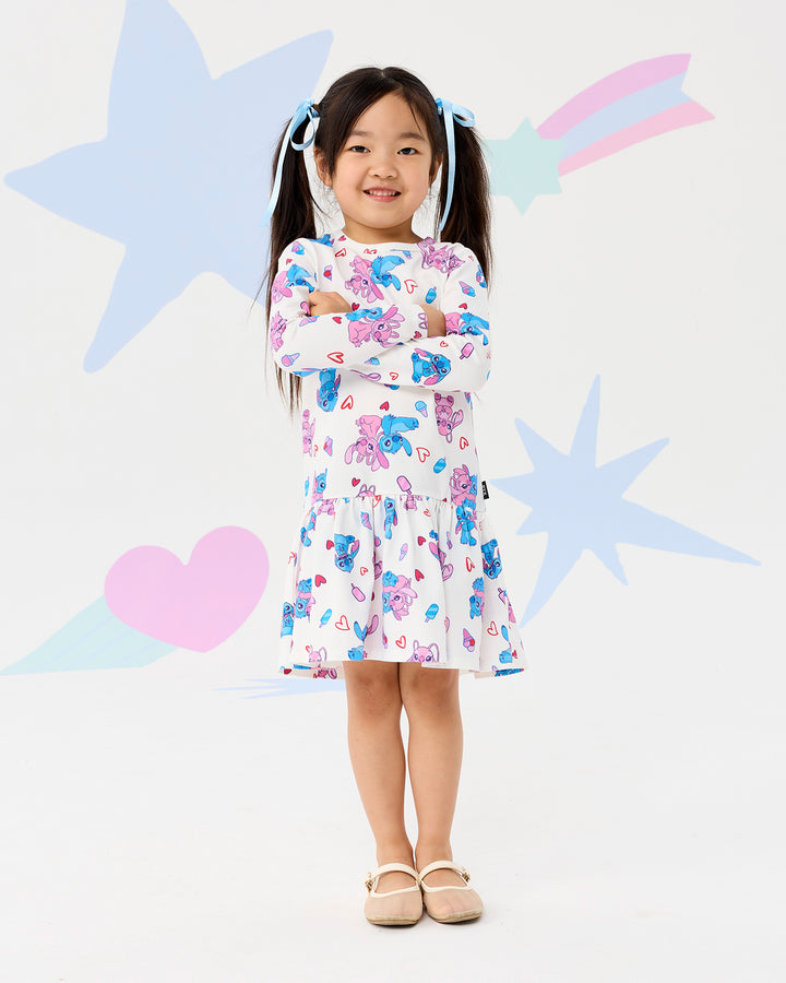 DISNEY STITCH &amp; ANGEL LONG SLEEVE JERSEY DRESS