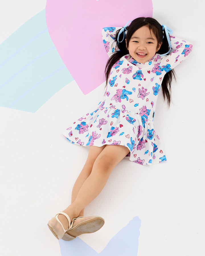 DISNEY STITCH &amp; ANGEL LONG SLEEVE JERSEY DRESS