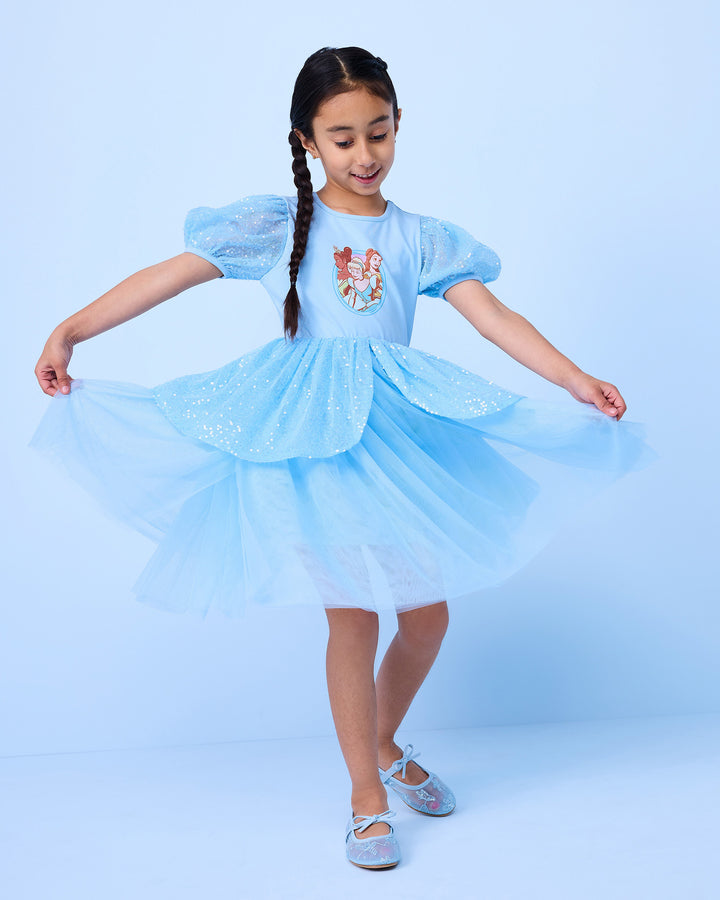 DISNEY PRINCESS PEPLUM DRESS IN BLUE