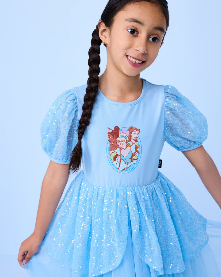 DISNEY PRINCESS PEPLUM DRESS IN BLUE