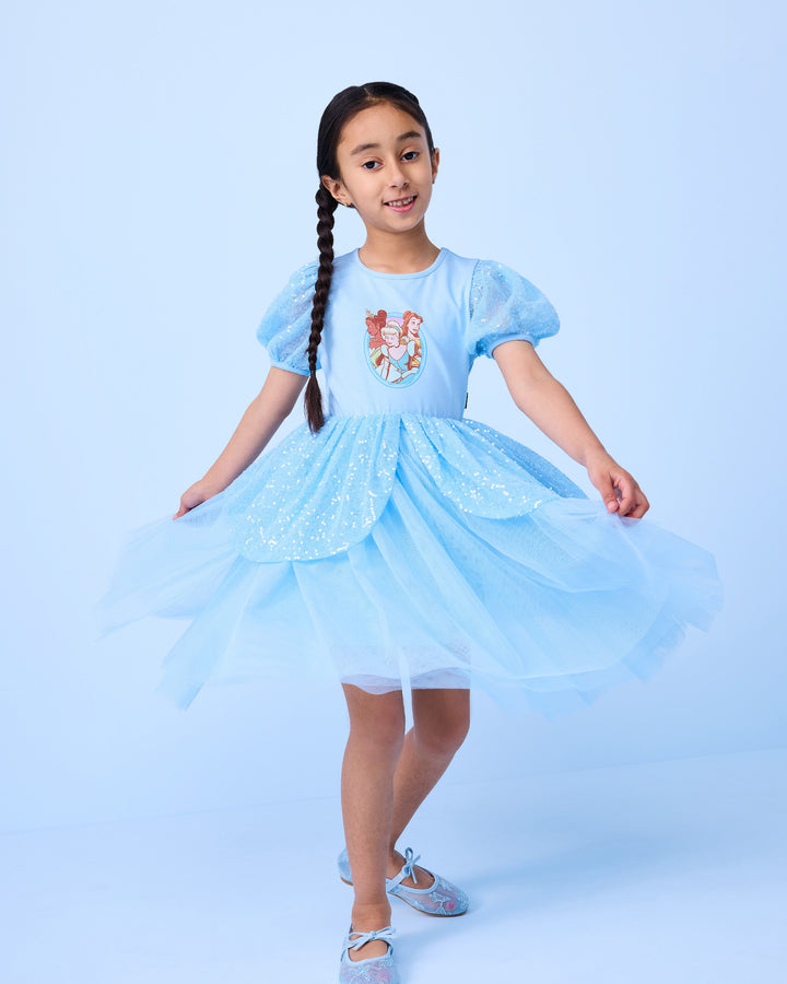 DISNEY PRINCESS PEPLUM DRESS IN BLUE