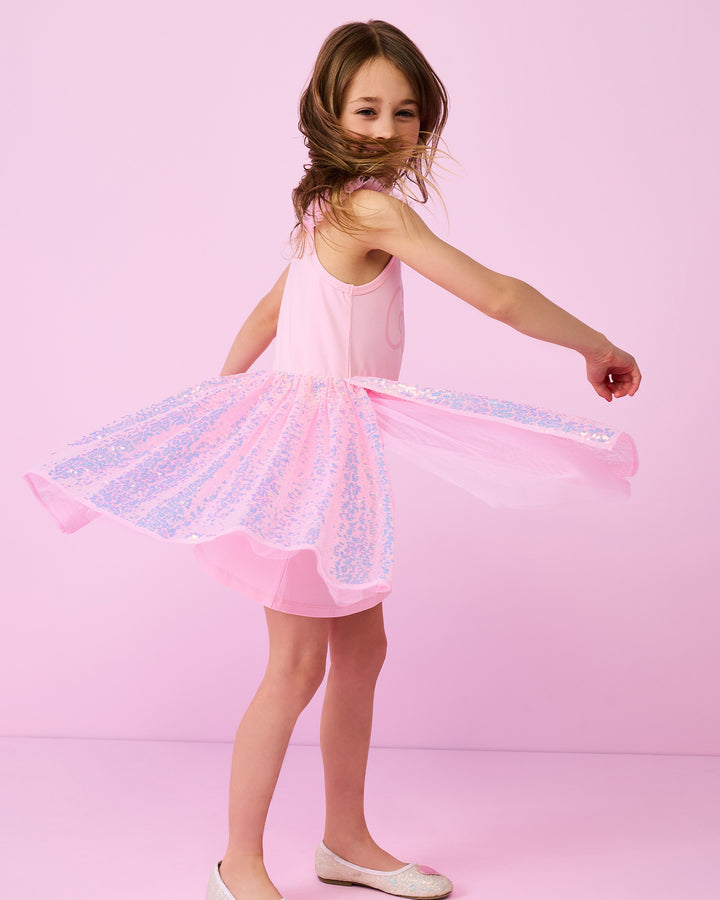 HELLO KITTY SPARKLE DRESS IN BABY PINK