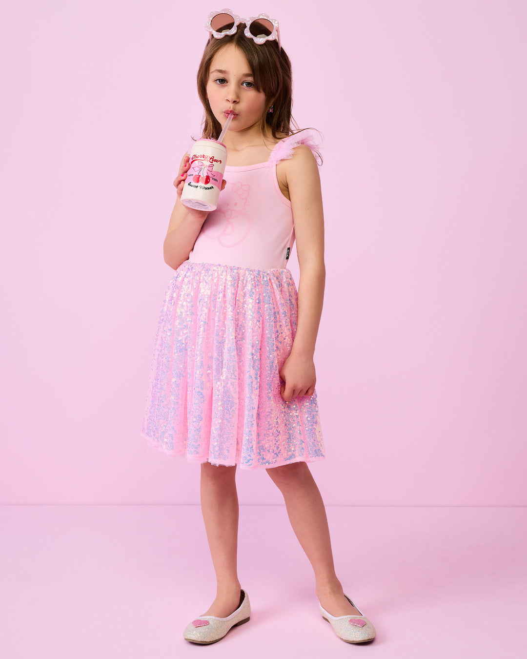 HELLO KITTY SPARKLE DRESS IN BABY PINK