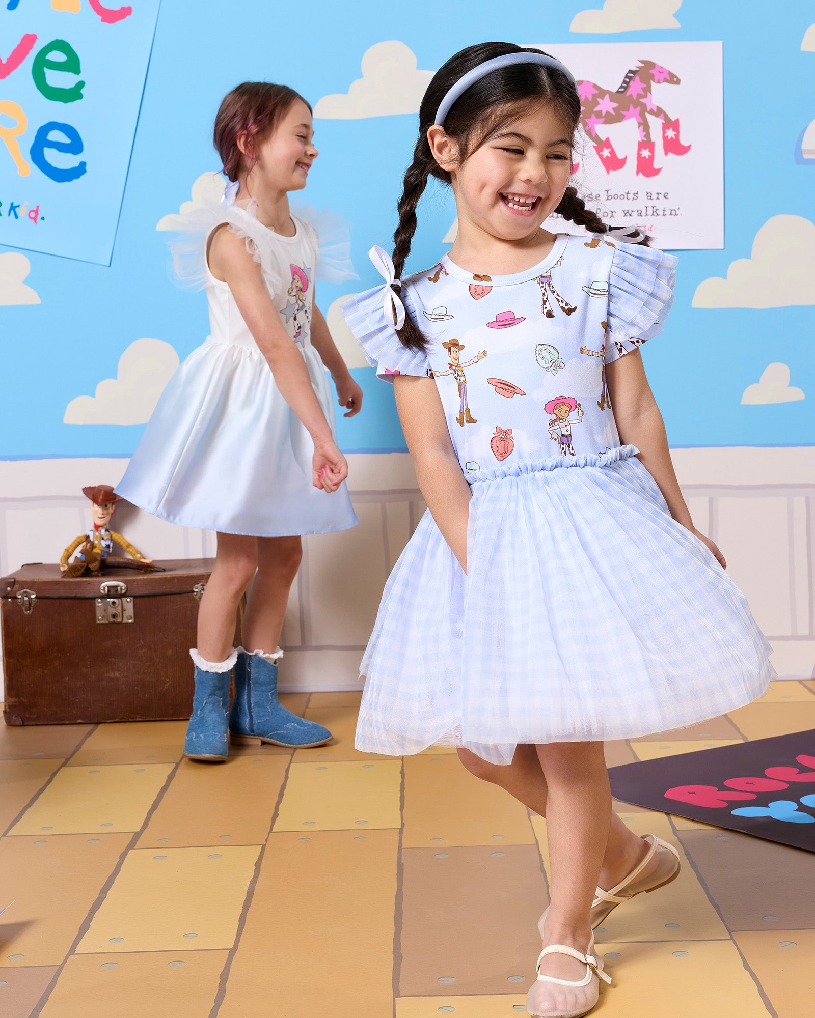 TOY STORY GINGHAM DRESS - LIGHT BLUE
