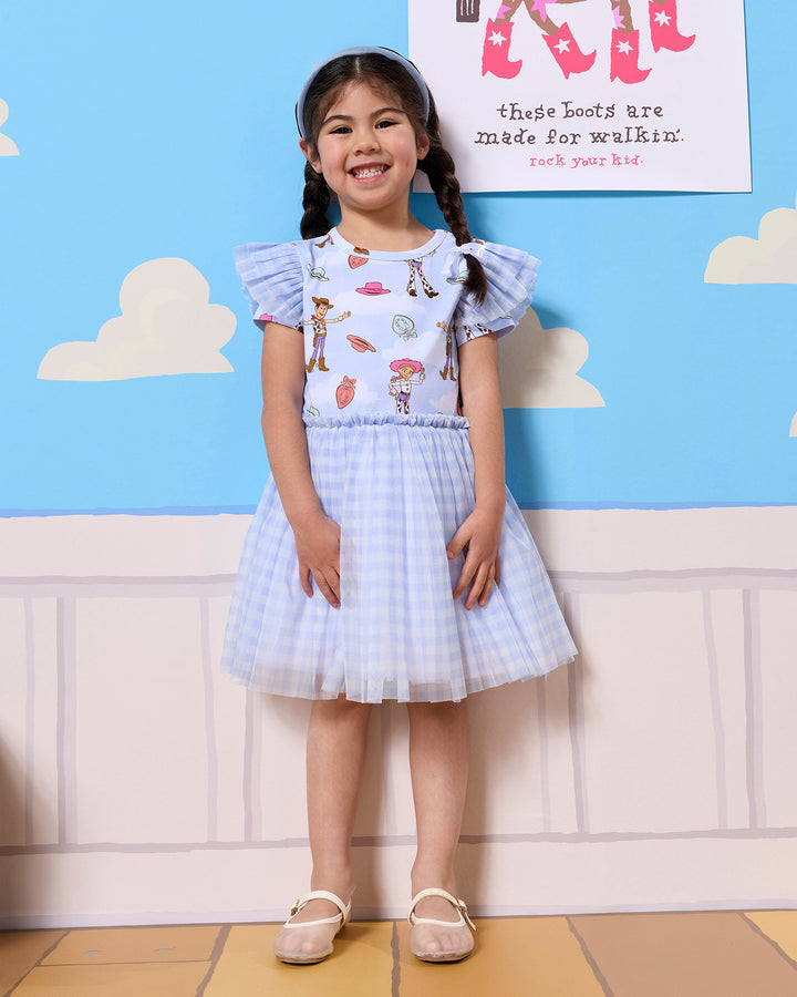 TOY STORY GINGHAM DRESS - LIGHT BLUE | Rock Your Baby