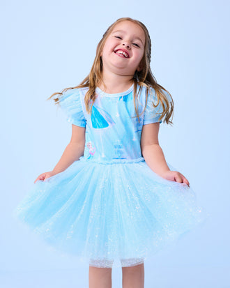 FROZEN TULLE DRESS IN AQUA SKY