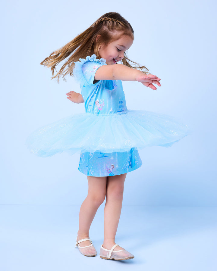 FROZEN TULLE DRESS IN AQUA SKY
