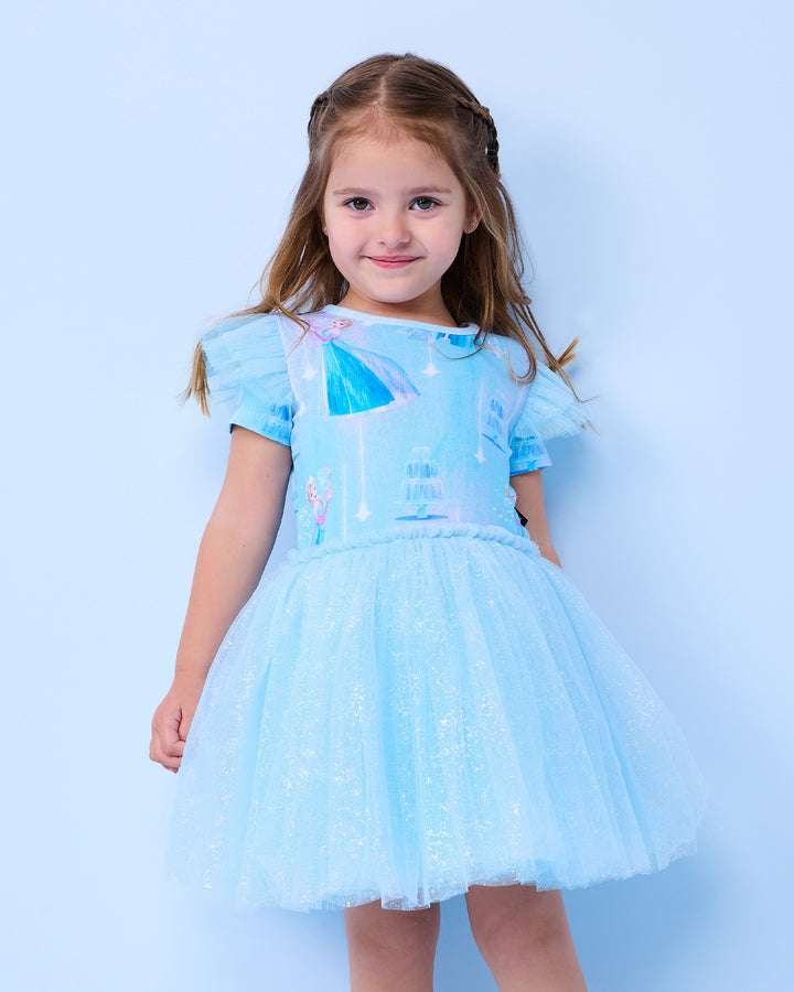 FROZEN TULLE DRESS IN AQUA SKY