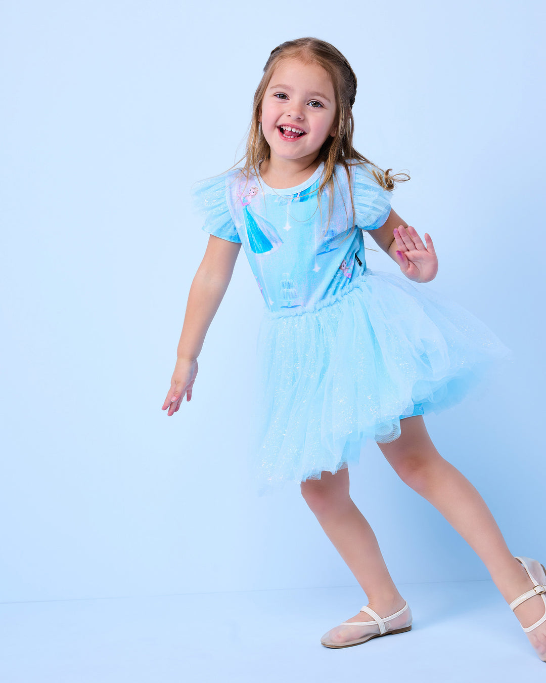 FROZEN TULLE DRESS IN AQUA SKY