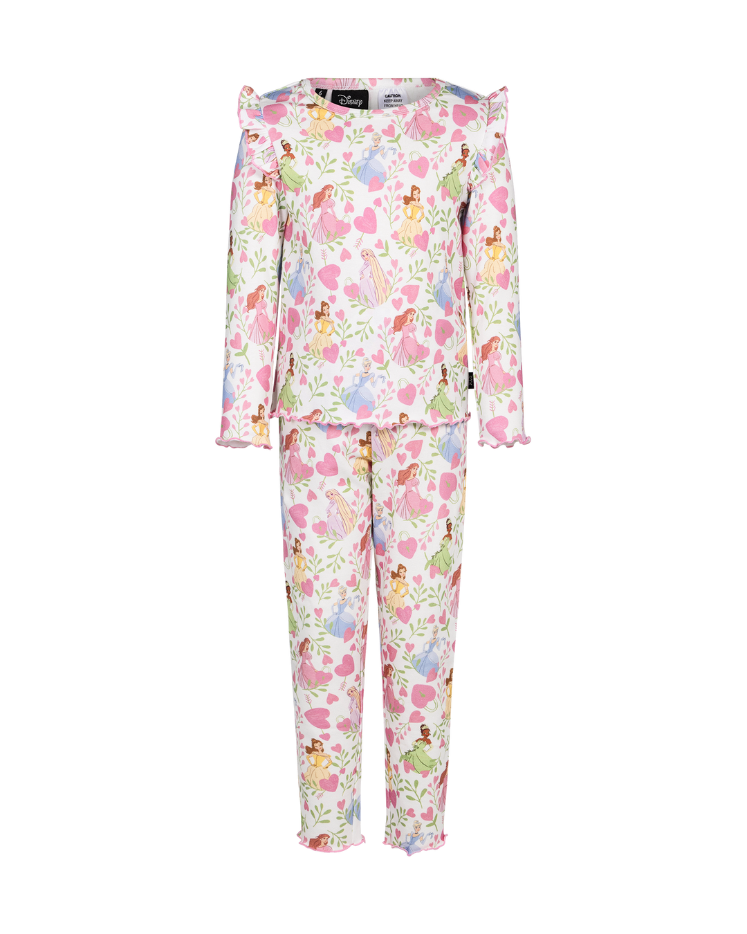 DISNEY PRINCESS FLORAL HEARTS LONG SLEEVE RIB PJ SET | Rock Your Baby