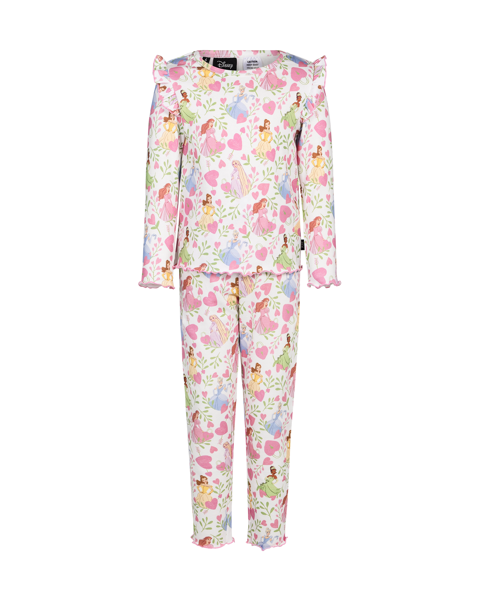 DISNEY PRINCESS FLORAL HEARTS LONG SLEEVE RIB PJ SET | Rock Your Baby