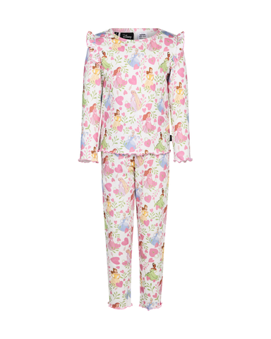 DISNEY PRINCESS FLORAL HEARTS LONG SLEEVE RIB PJ SET | Rock Your Baby