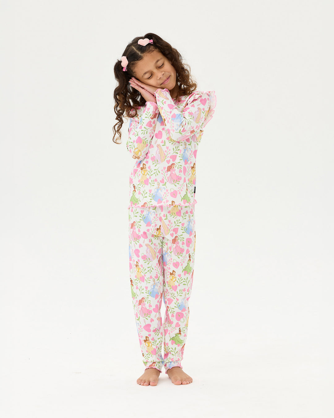 DISNEY PRINCESS FLORAL HEARTS LONG SLEEVE RIB PJ SET