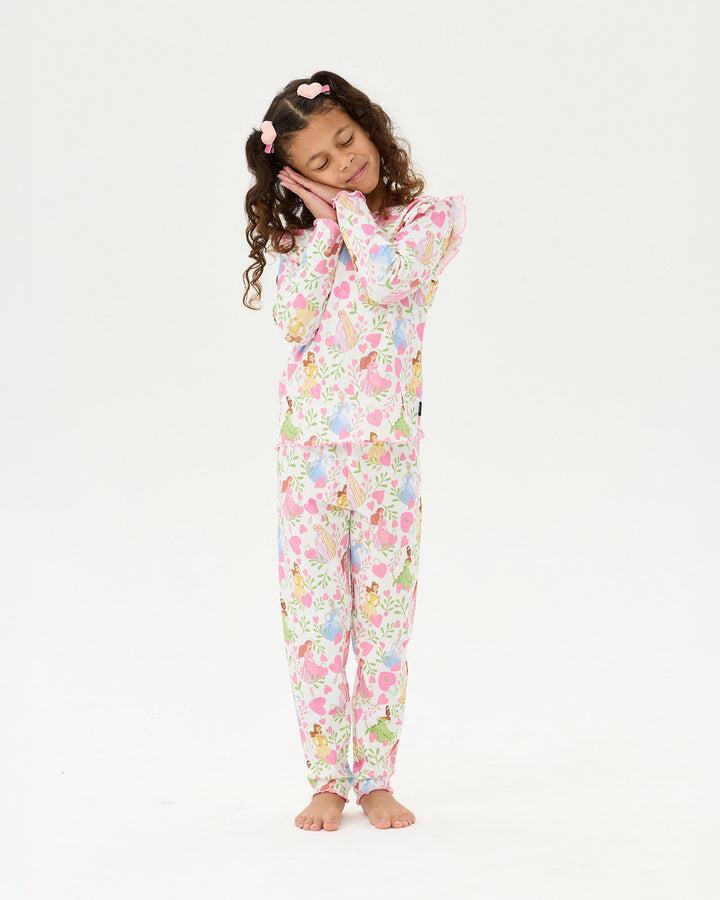 DISNEY PRINCESS FLORAL HEARTS LONG SLEEVE RIB PJ SET