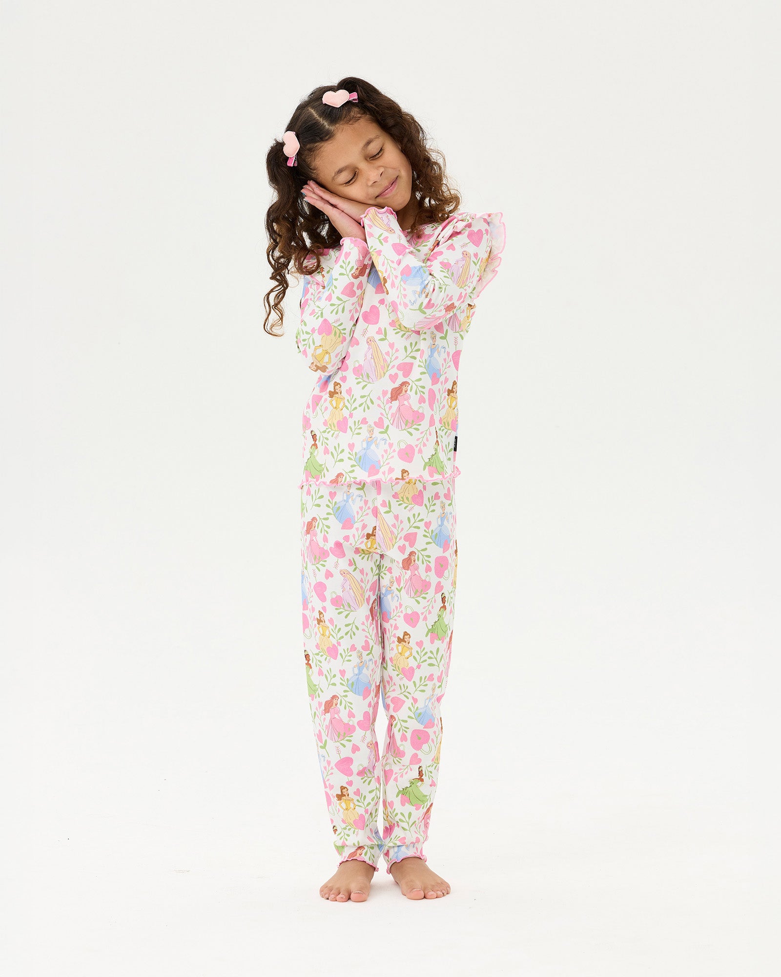 DISNEY PRINCESS FLORAL HEARTS LONG SLEEVE RIB PJ SET
