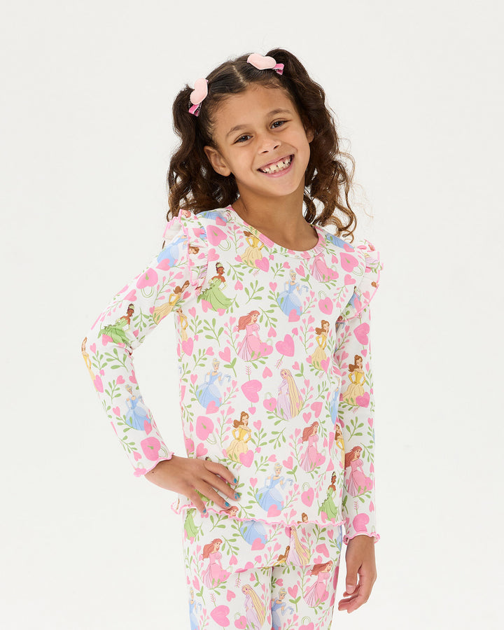 DISNEY PRINCESS FLORAL HEARTS LONG SLEEVE RIB PJ SET
