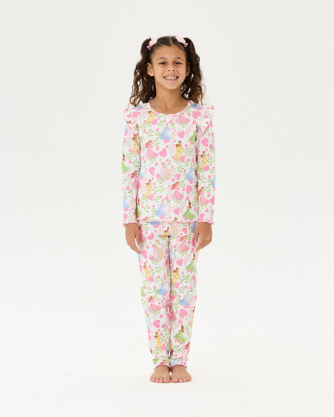 DISNEY PRINCESS FLORAL HEARTS LONG SLEEVE RIB PJ SET