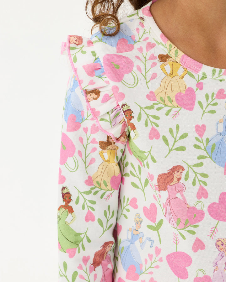 DISNEY PRINCESS FLORAL HEARTS LONG SLEEVE RIB PJ SET