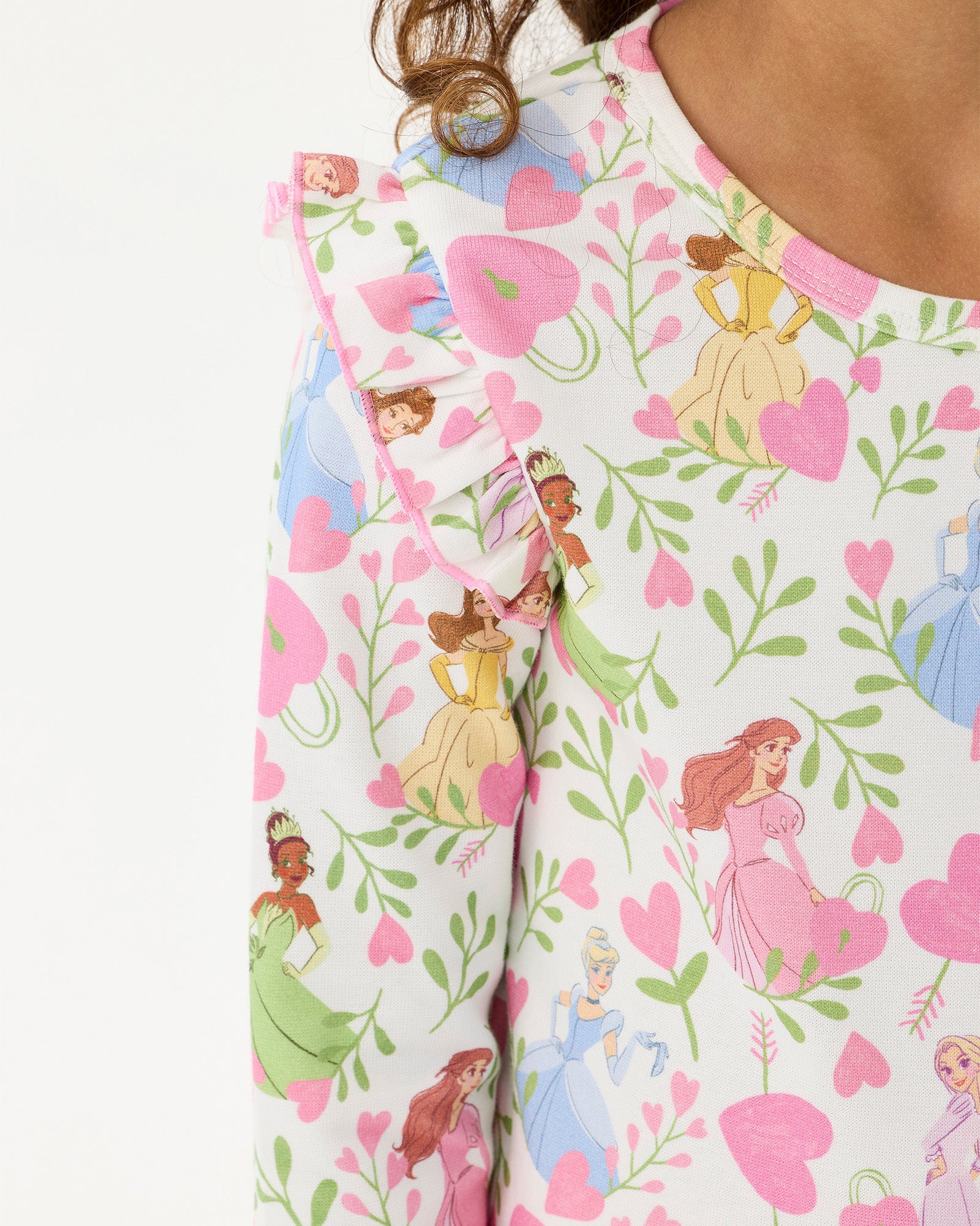 DISNEY PRINCESS FLORAL HEARTS LONG SLEEVE RIB PJ SET
