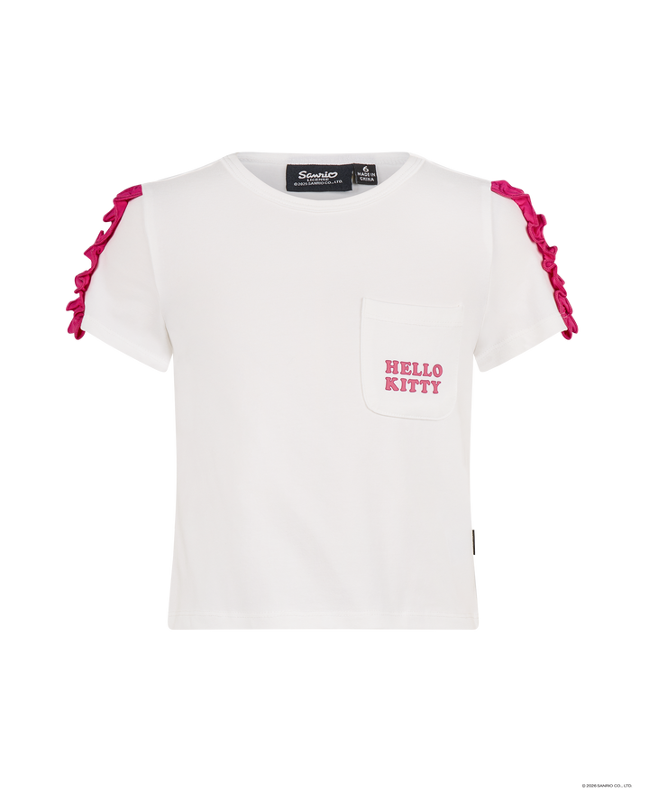 HELLO KITTY STICKERS SHORT SLEEVE RUFFLE T-SHIRT