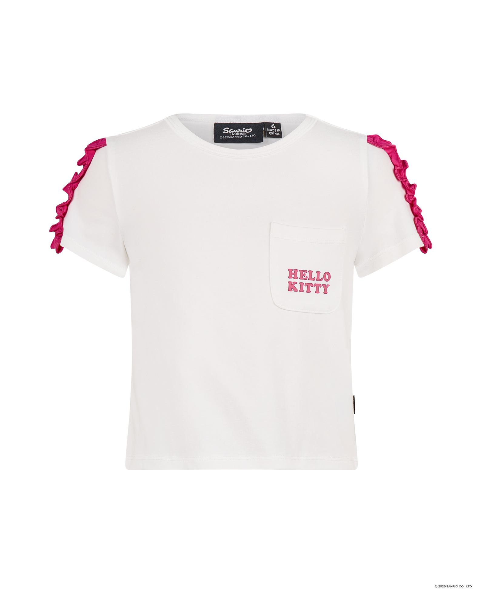 HELLO KITTY STICKERS SHORT SLEEVE RUFFLE T-SHIRT