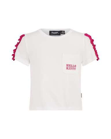 HELLO KITTY STICKERS SHORT SLEEVE RUFFLE T-SHIRT