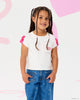 HELLO KITTY STICKERS SHORT SLEEVE RUFFLE T-SHIRT